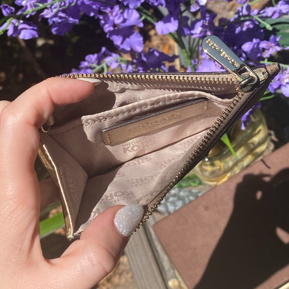 Michael Kors Gold & Tan KeyPouch Cardholder Wallet - Picture 5 of 16